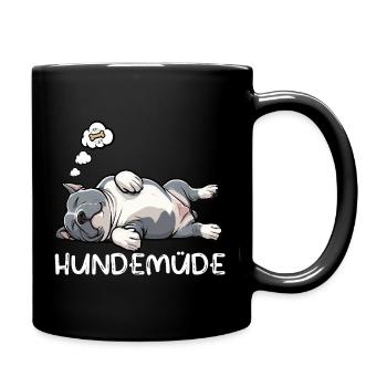 Hundemüde American Bully Bully Pit Bullybesitzer - Tasse einfarbig - Schwarz - Rechts