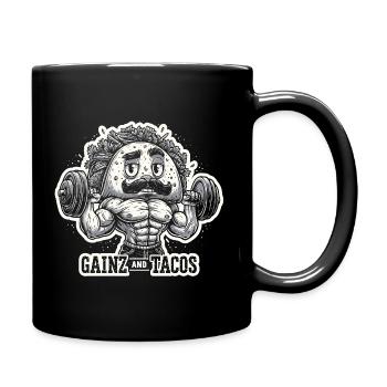 Gains and Tacos Avocado - Tasse einfarbig - Schwarz - Rechts