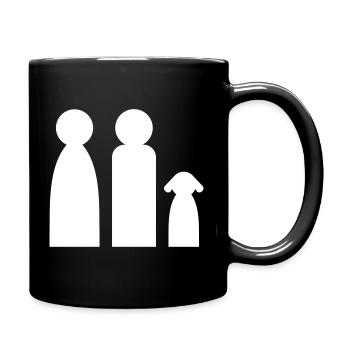 Couple avec chien – Un design familial aimant - Mug uni - noir - Droite