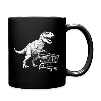 Dino Shopper : T-Rex avec chariot - Mug uni - noir - Droite