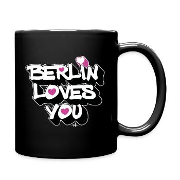 Berlin Loves You Heart 3D - Tasse einfarbig - Schwarz - Rechts