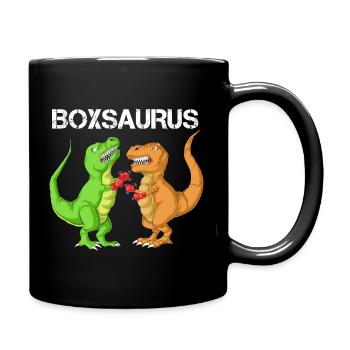 Boxing Saurus Dinosaur Funny T-Rex Gym Fighter - Full Colour Mug - black - Right