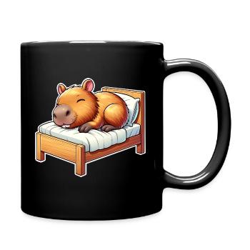 Capybara Sleeping - Full Colour Mug - black - Right
