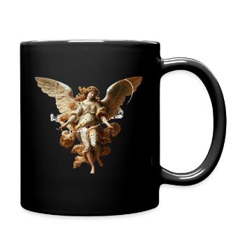 Engel mit verwitterten Flügeln - Tasse einfarbig - Schwarz - Rechts