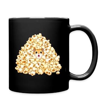 Hamster im Popcornhügel - Tasse einfarbig - Schwarz - Rechts