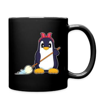 Penguin Cleaner Mop Cleaning - Full Colour Mug - black - Right