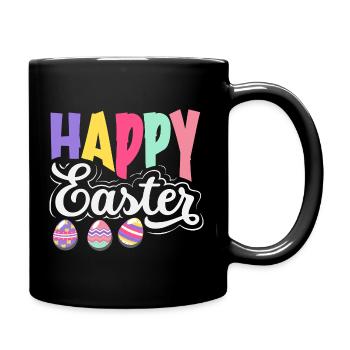 Joyeuse Pâques, douce chasse aux œufs du lapin, œufs de Pâques - Mug uni - noir - Droite