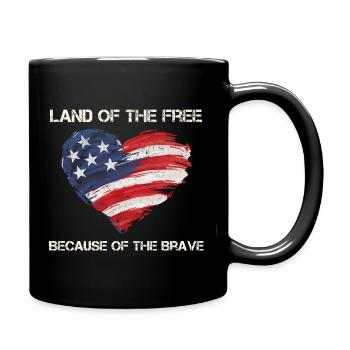 USA Herz - Land of the Free because of the Brave - Full Colour Mug - black - Right