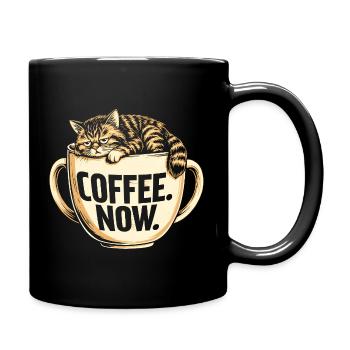 Coffee Now Coffee Giant Mug Cat Funny - Full Colour Mug - black - Right