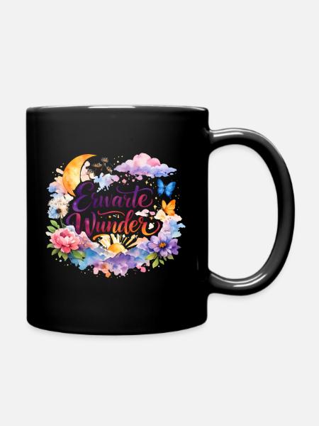Erwarte Wunder Watercolor Floral Inspiration - Tasse einfarbig - Schwarz