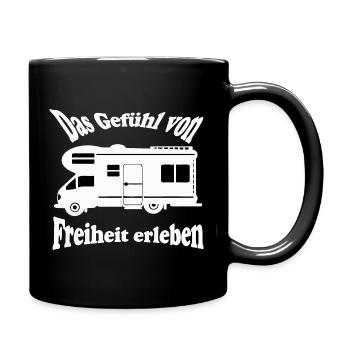 Gefühl von Freiheit: Wohnmobil-Reise - Tasse einfarbig - Schwarz - Rechts