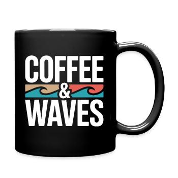 Vagues de café, surf, Plage de surfeurs de Café et Vagues - Mug uni - noir - Droite