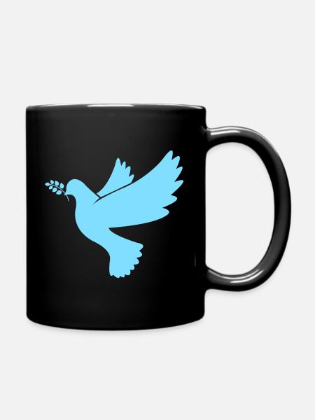 Friedenstaube in Hellblau - Tasse einfarbig - Schwarz