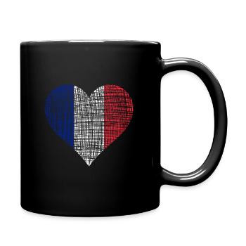 France. Drapeau du cœur français vintage - Mug uni - noir - Droite