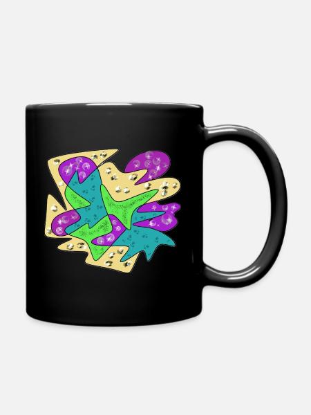 Abstract Farbexplosion Glitzer Splatter - Tasse einfarbig - Schwarz