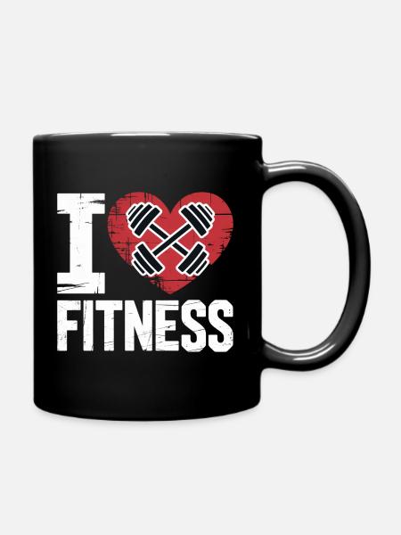 J’adore les haltères cœur de fitness - Mug uni - noir