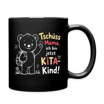 Kita Kind Abschied mit Mama - Tasse einfarbig - Schwarz - Rechts