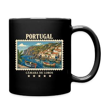 Portugal Câmara de Lobos Vintage Reisemarke - Tasse einfarbig - Schwarz - Rechts
