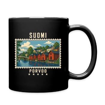 Finnland Porvoo Vintage Reisemarke - Tasse einfarbig - Schwarz - Rechts