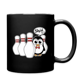 Pinguin im Kegel – Shit Moment Shirt - Tasse einfarbig - Schwarz - Rechts
