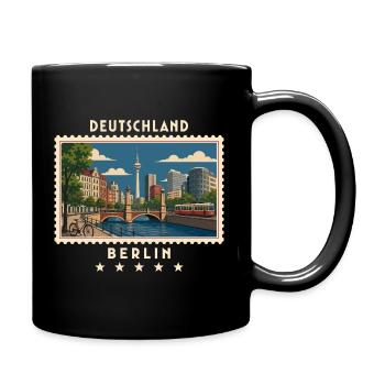 Deutschland Berlin Vintage Reisemarke - Tasse einfarbig - Schwarz - Rechts