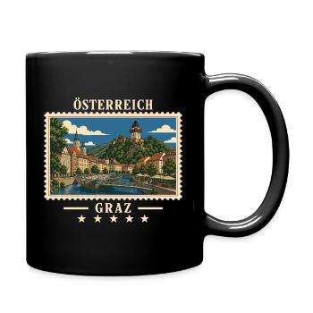 Österreich Graz Vintage Reisemarke - Tasse einfarbig - Schwarz - Rechts