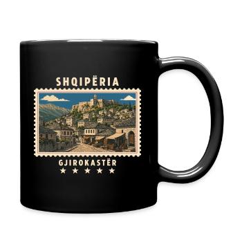 Albanien Gjirokastër Vintage Reisemarke - Tasse einfarbig - Schwarz - Rechts