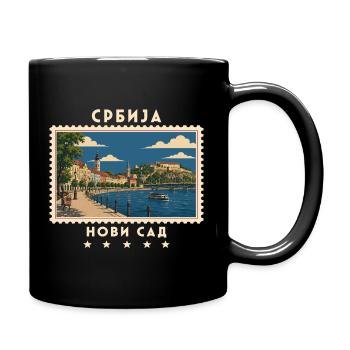 Serbien Novi Sad Vintage Reisemarke - Tasse einfarbig - Schwarz - Rechts