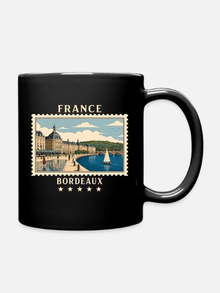 Frankreich Bordeaux Vintage Reisemarke - Tasse einfarbig - Schwarz