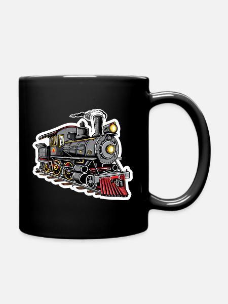 Dampflokomotive Grafik - Tasse einfarbig - Schwarz