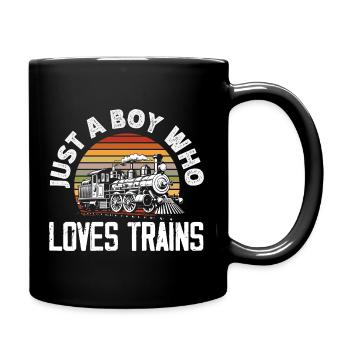 Only A Boy Who Love Trains Retro Vintage - Mug uni - noir - Droite