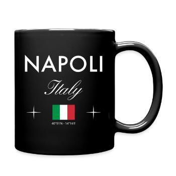 Neapel Italien Koordinaten Reise Souvenir - Tasse einfarbig - Schwarz - Rechts
