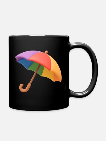 Regenbogen Schirm Muster - Tasse einfarbig - Schwarz