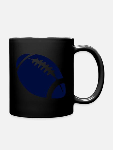 Dunkles Football Stitch-Design - Tasse einfarbig - Schwarz