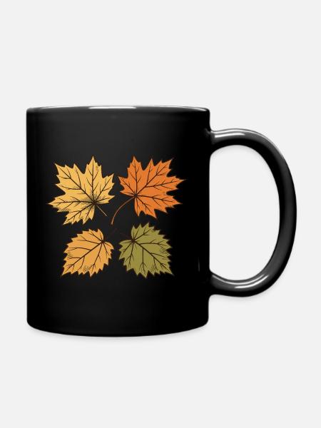 Tanzende Herbstblätter - Tasse einfarbig - Schwarz