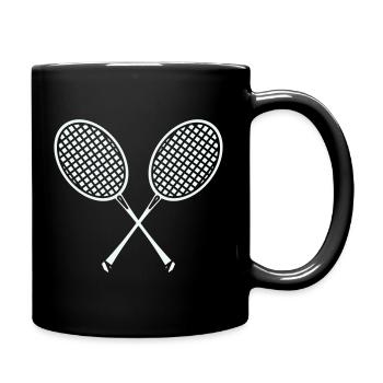 Kreuzende Badminton Schläger Grafik - Tasse einfarbig - Schwarz - Rechts