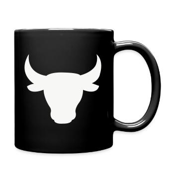 Stierkopf Silhouette - Tasse einfarbig - Schwarz - Rechts