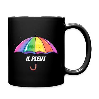 Il Pleut – Frecher Regenschirm im Regenbogenlook - Tasse einfarbig - Schwarz - Rechts