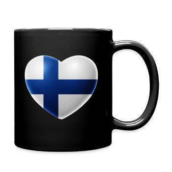 Herz (Finnland / Suomi) - Tasse einfarbig - Schwarz - Rechts