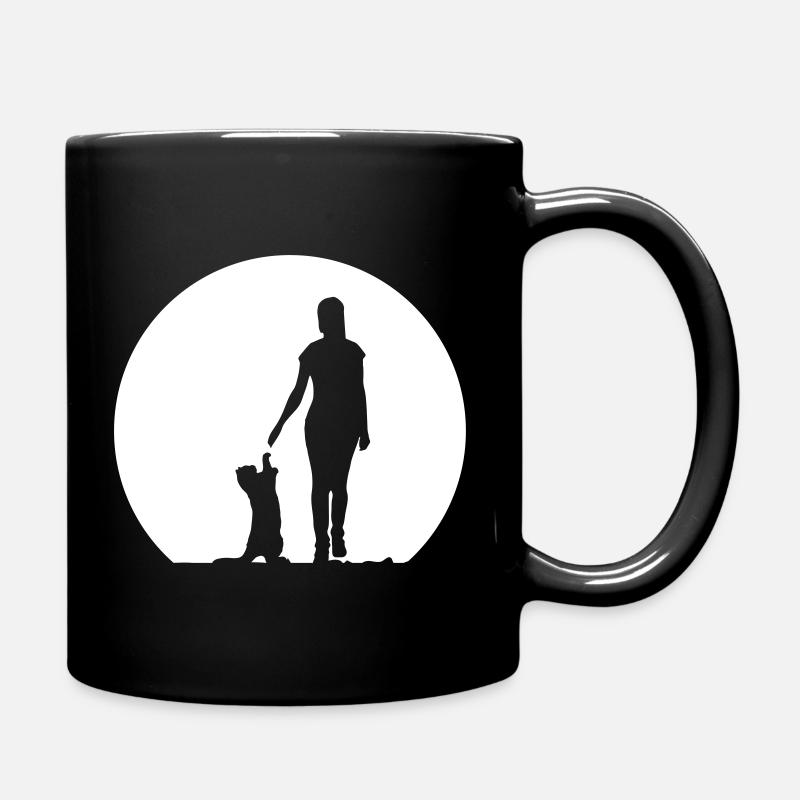cat moon black white - Tasse einfarbig - Schwarz