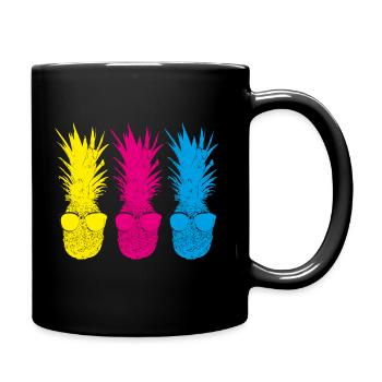 Pop Art Pinapples > Three Neon Colored Fruits - Tasse einfarbig - Schwarz - Rechts