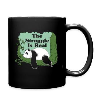 The Struggle Is Real Funny Panda Face Gift - Full Colour Mug - black - Right