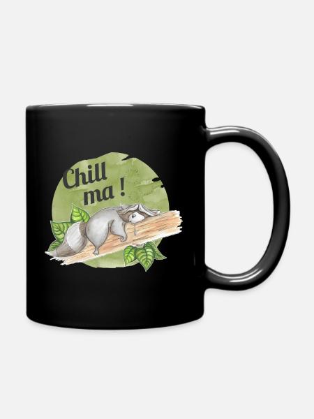 Chill ma - schlafender Waschbär - Tasse einfarbig - Schwarz