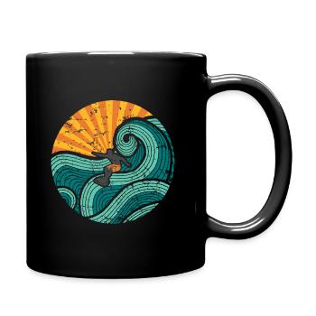 Surfer jaune / orange - Mug uni - noir - Droite