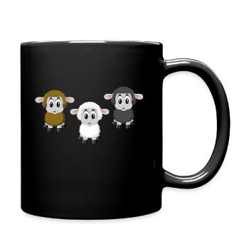 cute lambs in brown, white and black - Full Colour Mug - black - Right