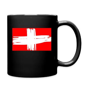 Schweizer Fahne - Tasse einfarbig - Schwarz - Rechts