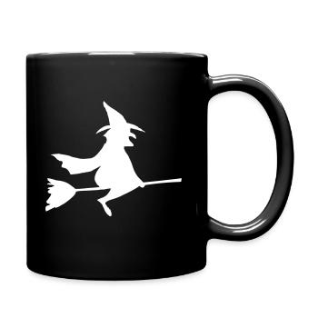 Sorcière sur balai - Mug uni - noir - Droite