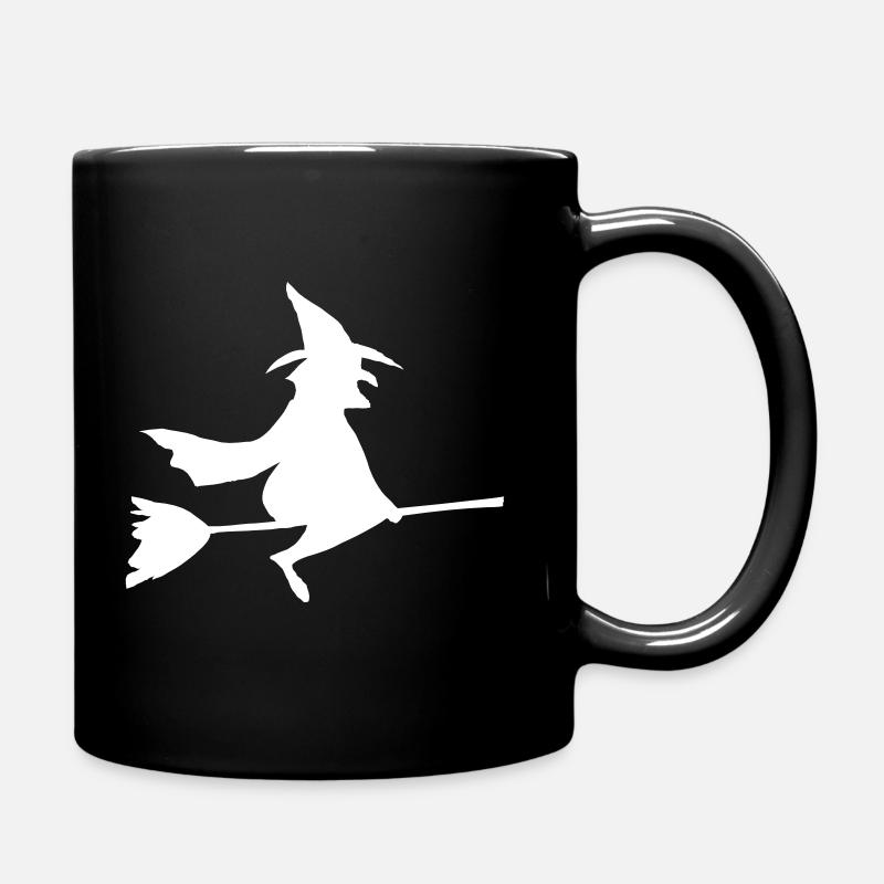 Hexe auf Besen - Tasse einfarbig - Schwarz