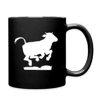Springende Kuh - Tasse einfarbig - Schwarz - Rechts
