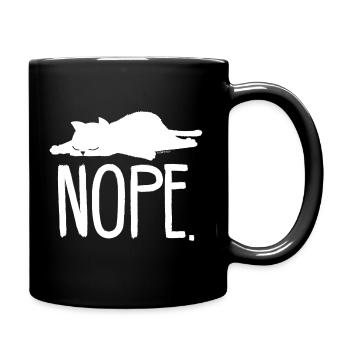 Katze Lustiger Spruch Nope Geschenk Idee - Tasse einfarbig - Schwarz - Rechts